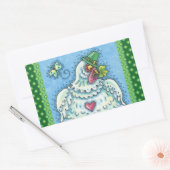 アイリおもしろいッシュ・ヘン、緑の卵とシャムロックかわいい 長方形シール (封筒)