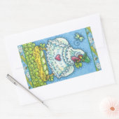 アイリおもしろいッシュ・ヘン、緑の卵とシャムロックかわいい 長方形シール (封筒)