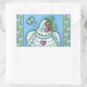 アイリおもしろいッシュ・ヘン、緑の卵とシャムロックかわいい 長方形シール (バッグ)