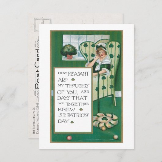 アイリかわいらしッシュラッシーと聖パトリックの日の挨拶 シーズンポストカード (正面/裏面)