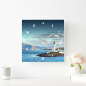 アイリアンムジルライトハウススコットランドシーニックビュー スクエア壁時計 (ホーム)