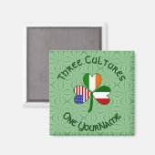 アイリイタリアンッシュアメリカンシャムロックパーソナライズされた国旗 マグネット (正面/裏面)