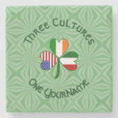 アイリイタリアンッシュアメリカンフラッグスシャムロック ストーンコースター (正面)