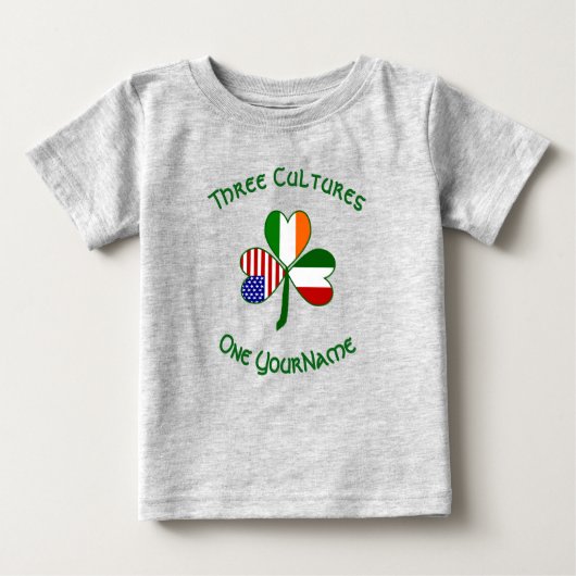 アイリイタリアンッシュアメリカンフラッグスシャムロック ベビーTシャツ (正面)