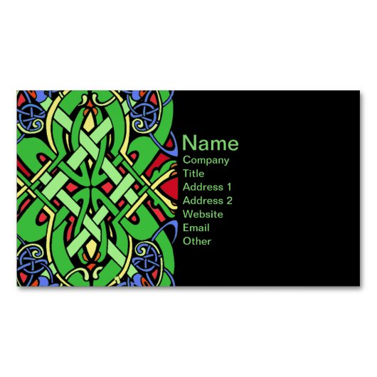 アイリカラフル華美ッシュケルト結び目模様 マグネット名刺 (正面)