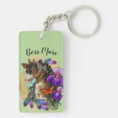 アイリスおよび蝶を持つペンキの馬のムスタング キーホルダー (裏面)