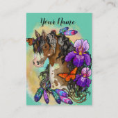 アイリスおよび蝶を持つペンキの馬のムスタング 名刺 (正面)