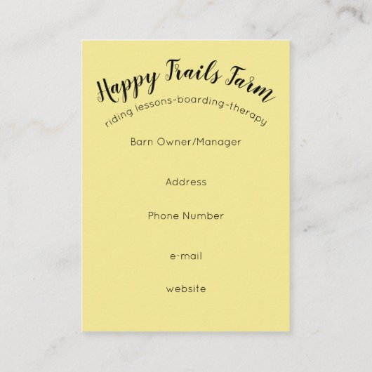 アイリスおよび蝶を持つペンキの馬のムスタング 名刺 (裏面)