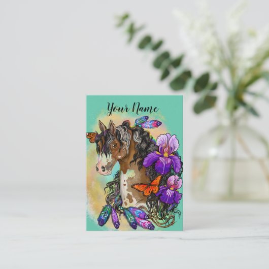 アイリスおよび蝶を持つペンキの馬のムスタング 名刺 (スタンド正面)