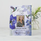 アイリスとハミングバードお祝いの生活葬儀 招待状 (スタンド正面)