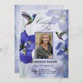 アイリスとハミングバードお祝いの生活葬儀 招待状 (正面/裏面)