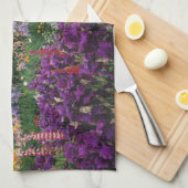 アイリスとルパンの庭とテトン山脈 キッチンタオル (四つ折り)