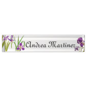 アイリスによっては花の植物の名札が開花します デスクネームプレート (正面)