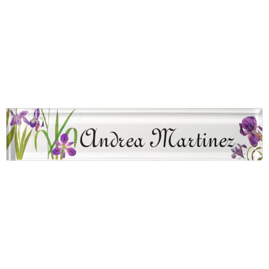 アイリスによっては花の植物の名札が開花します デスクネームプレート (正面)