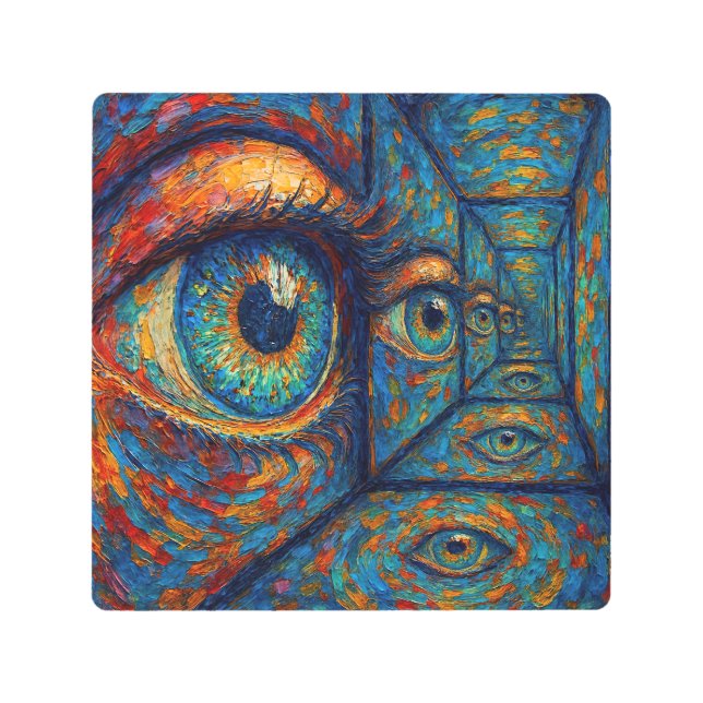 「アイリスのエコー」 – 超現実的なポートレート メタルプリント (正面)