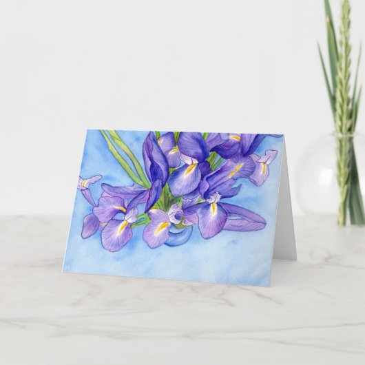 「アイリスの花瓶」絵画のグリーティングカード カード (正面)