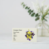 アイリスの黄色と紫の品揃え 名刺 (スタンド正面)