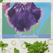 アイリスひげ絵画付き水の色のフローラ花Te キッチンタオル (折り畳み)