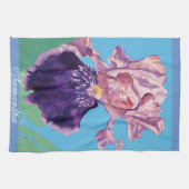 アイリスひげ絵画付き水の色のフローラ花Te キッチンタオル (横)