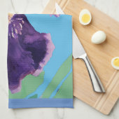 アイリスひげ絵画付き水彩フローラ花 キッチンタオル (四つ折り)