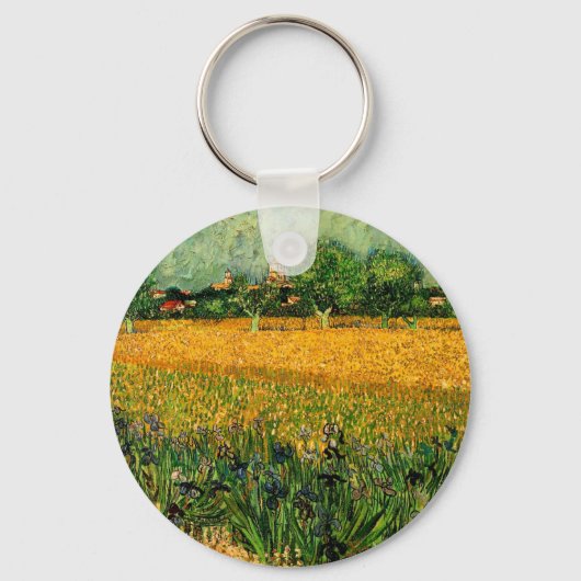 アイリスを前景に描いたアルルの風景（Vincent van Gogh） キーホルダー (正面)