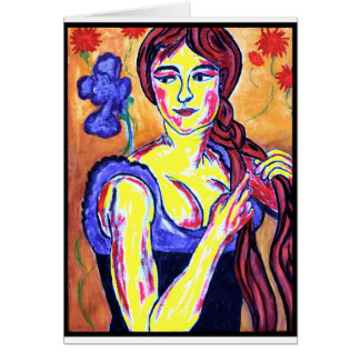 アイリスを持つ女性