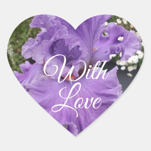 アイリスアイリスパープルフラワーフローララベンダースクエア ハートシール (正面)