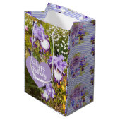 アイリスアイリスパープルフラワー誕生日ガールズネーム ミディアムペーパーバッグ (正面アングル)