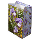 アイリスアイリスパープルフラワー誕生日ガールズネーム ミディアムペーパーバッグ (裏面アングル)