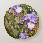 アイリスアイリスパープルフラワー誕生日ガールズネーム ラウンドクッション (裏面)