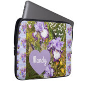 アイリスアイリスパープルフラワー誕生日ガールズネーム ラップトップスリーブ (正面右)