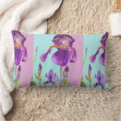 アイリスウォーターカラーパープルフラワーフローラデコークッション ランバークッション (ブランケット)