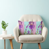 アイリスウォーターカラーパープルフラワーフローラデコークッション ランバークッション (椅子)