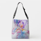 アイリスウォーターカラーパープルフローラトートクロスボディバッグ クロスボディバッグ (裏面)