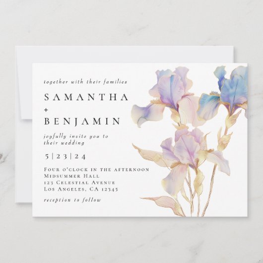 アイリスエレガントオールインワンウォーターカラーフローラ結婚ズ 招待状 (正面)