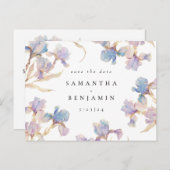 アイリスエレガントトフローラ結婚式の日付の保存 ポストカード (正面/裏面)