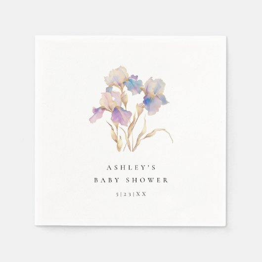 アイリスエレガントフローラベビーシャワー スタンダードカクテルナプキン (正面)