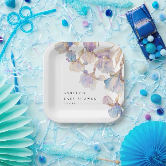 アイリスエレガントフローラベビーシャワー ペーパープレート (パーティー)