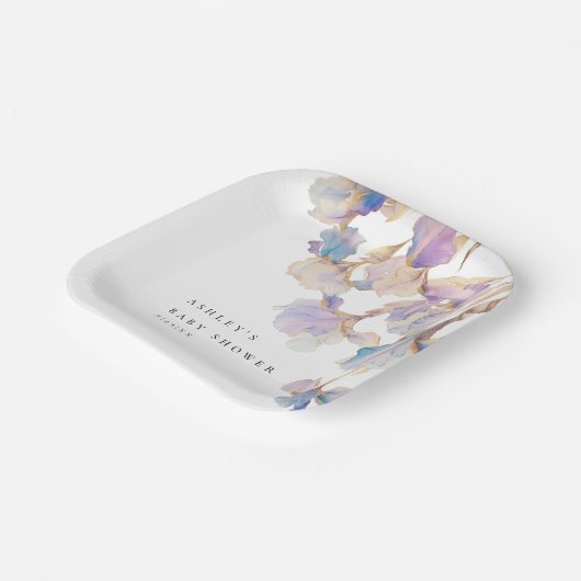 アイリスエレガントフローラベビーシャワー ペーパープレート (傾斜あり)