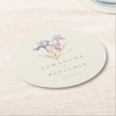 アイリスエレガントフローラ水の色結婚の ラウンドペーパーコースター (アングル)