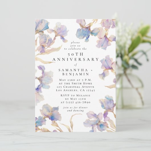 アイリスエレガントフローラ水彩記念日パーティー 招待状 (スタンド正面)