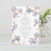 アイリスエレガントフローラ水彩赤ちゃんシャワー 招待状 (スタンド正面)