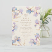 アイリスエレガントフローラ水彩赤ちゃんシャワー 招待状 (スタンド正面)