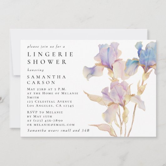 アイリスエレガントフローラ水色ランジェリーシャワー 招待状 (正面)