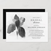 アイリスエレガントブラック&ホワイトフローラブライダルシャワー 招待状 (正面/裏面)