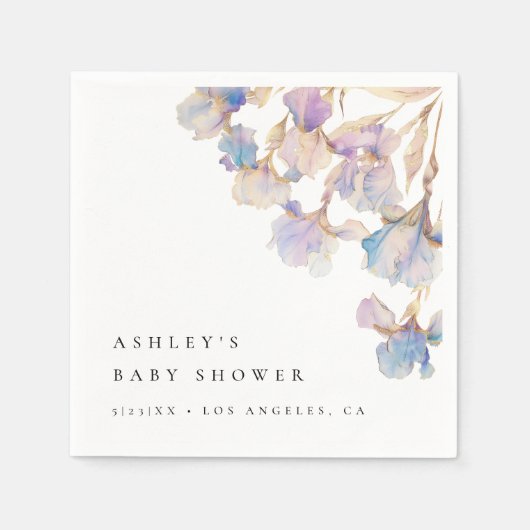 アイリスエレガントベビーシャワー スタンダードカクテルナプキン (正面)