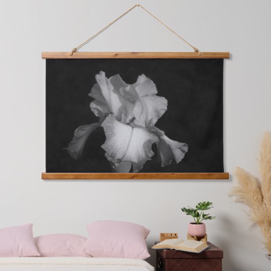 アイリスエレガント白黒フローラ写真 吊り下げ型タペストリー (寝室)
