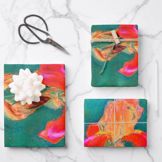 アイリスカラフルフラワー ラッピングペーパーシート (正面)