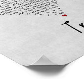 アイリスグレーハートソングリリックウォールアートプリント ポスター (角)