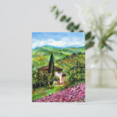 アイリストスカーナの風景、紫色の花畑 インビテーションポストカード (スタンド正面)